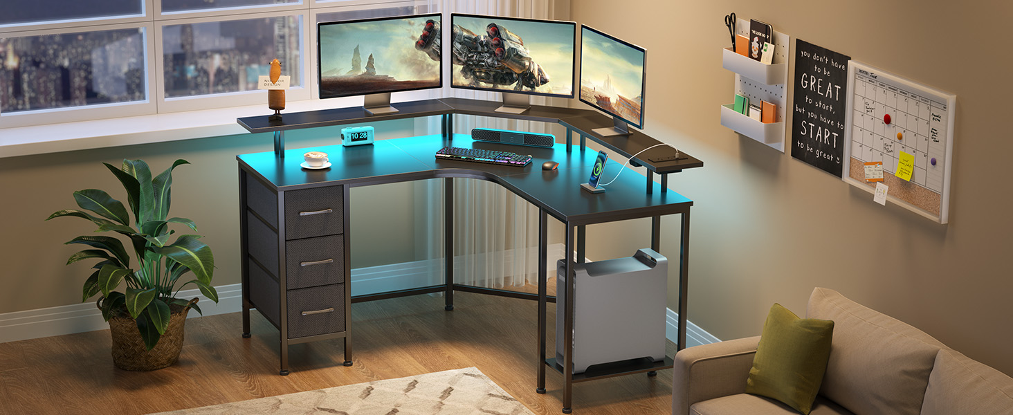 corner desk with drawers