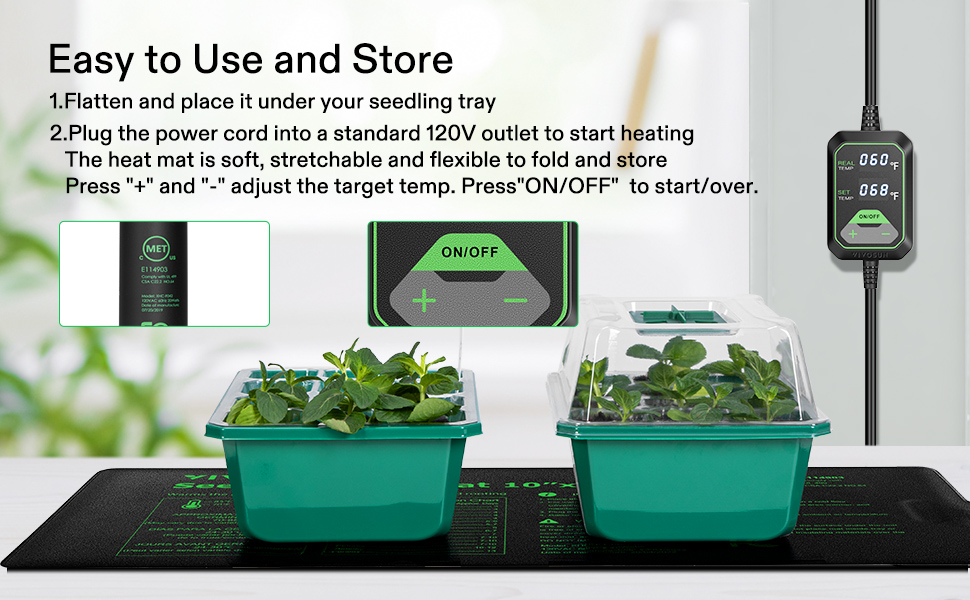 VIVOSUN Seedling Heat Mat with SelfAdjusting Dual Digital