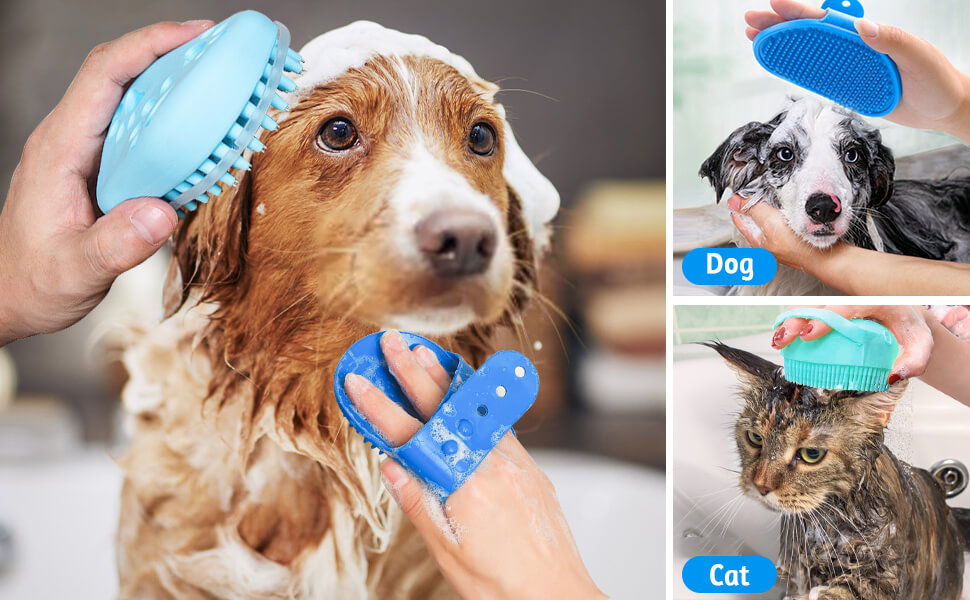 Dog Bath Brush Dog Shampoo Brush Dog Soap Scrubber for Bath Silicone Dog Wash