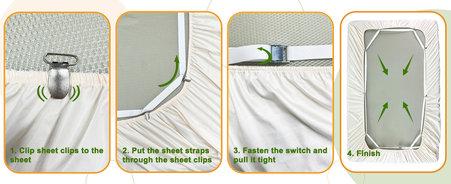 Consss Bed Sheet Holder Straps, 360° Keep Sheets in Place