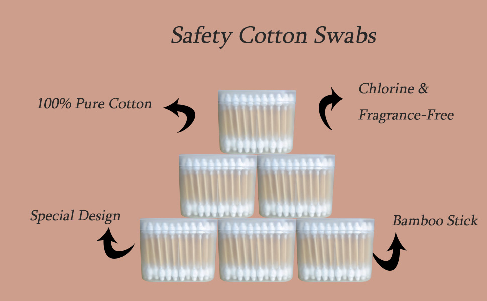 480pcs Safety Bamboo Cotton Swabs with Large Tips for