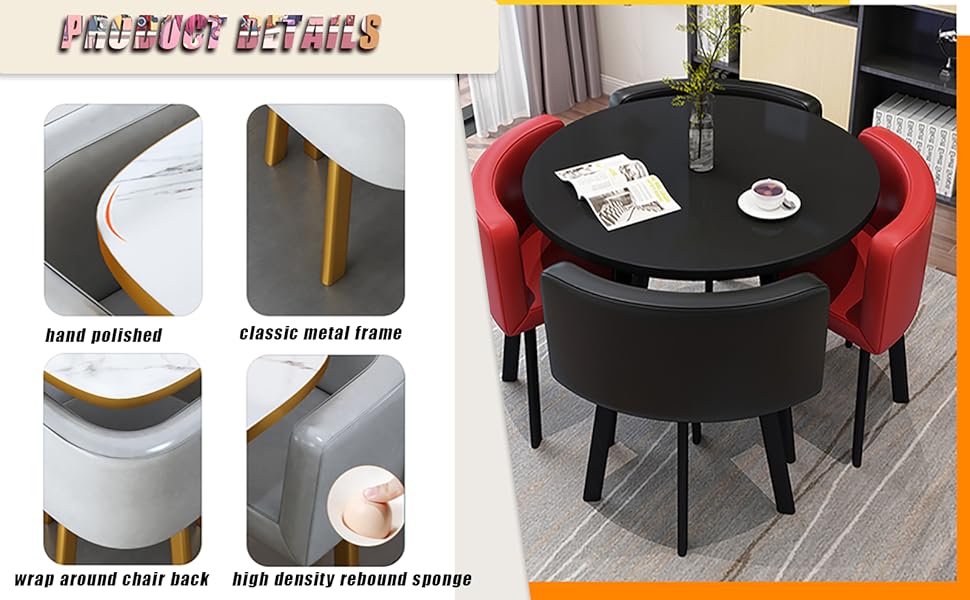 Round Conference Table, 1 Table And 4 Chairs 5 Piece Set Round