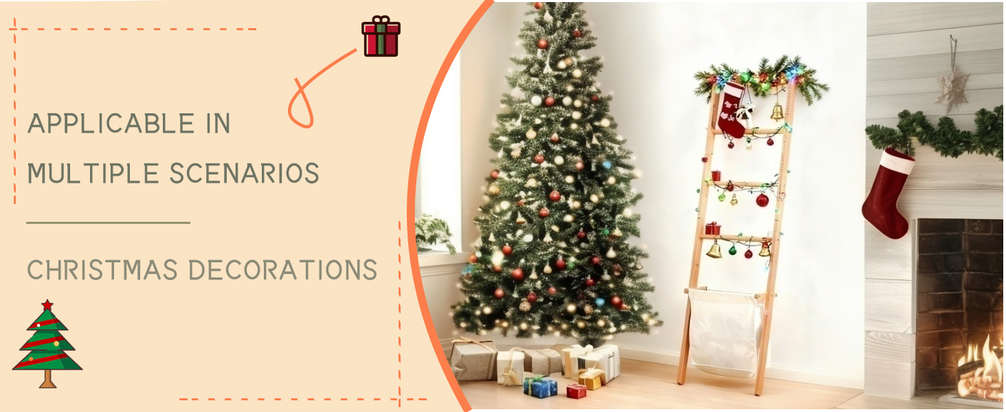 blanket ladder next by Christmas tree