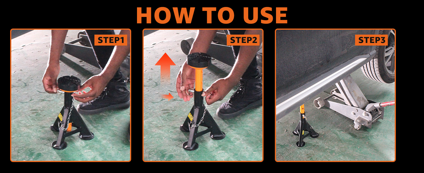 BESTOOL Heavy Duty Jack Stand，Low Profile Car Jack Stand with Security Locking Pins