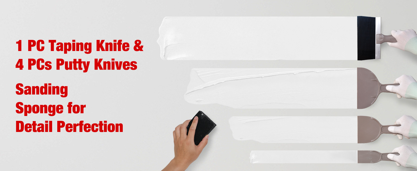 Goldblatt 7Piece Drywall Hand Tool Kit, with 4 Pieces Plastic Taping