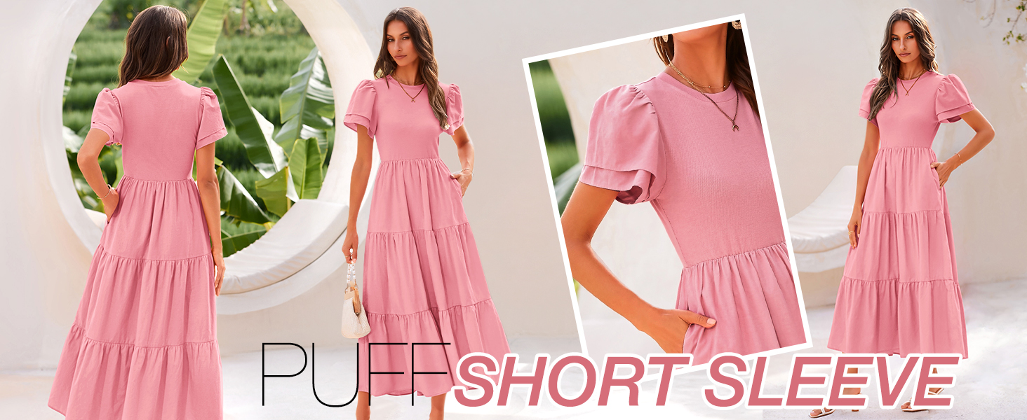 Casual Midi Dress Womens Casual Dress Loose Casual short sleeve Dress Wedding Guest Dresses