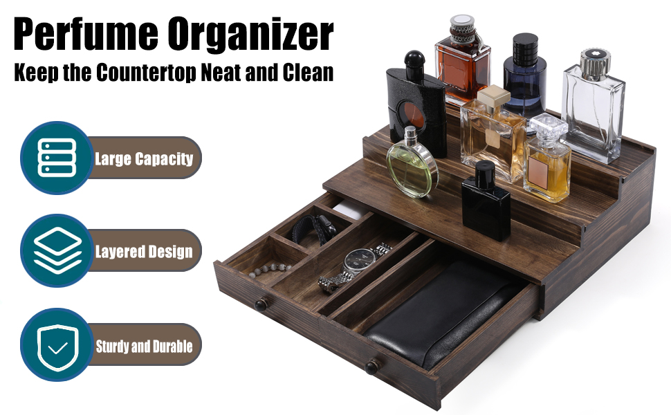 Boulphia Cologne Organizer for Men, Wooden Perfume