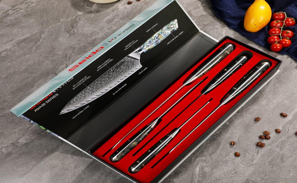 Amazon.com: Seido Knives Awabi Damascus Chef Knife Set