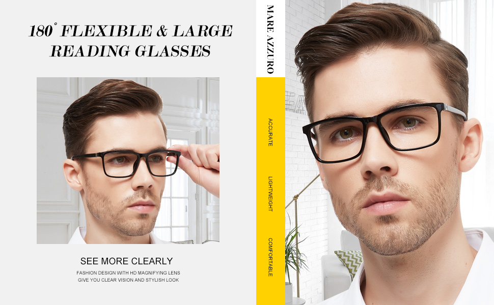 MARE AZZURO Oversized Reading Glasses +1.00 Men Large