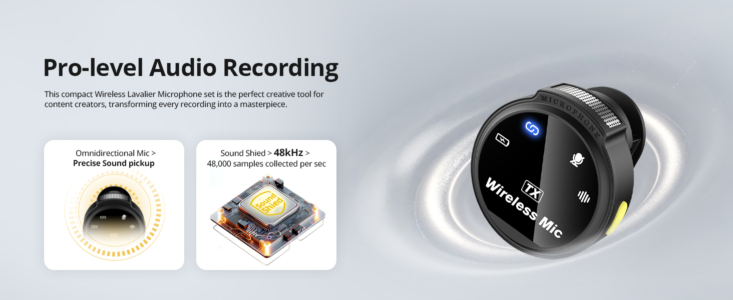 Wireless Lavalier Microphone for iPhone, Android