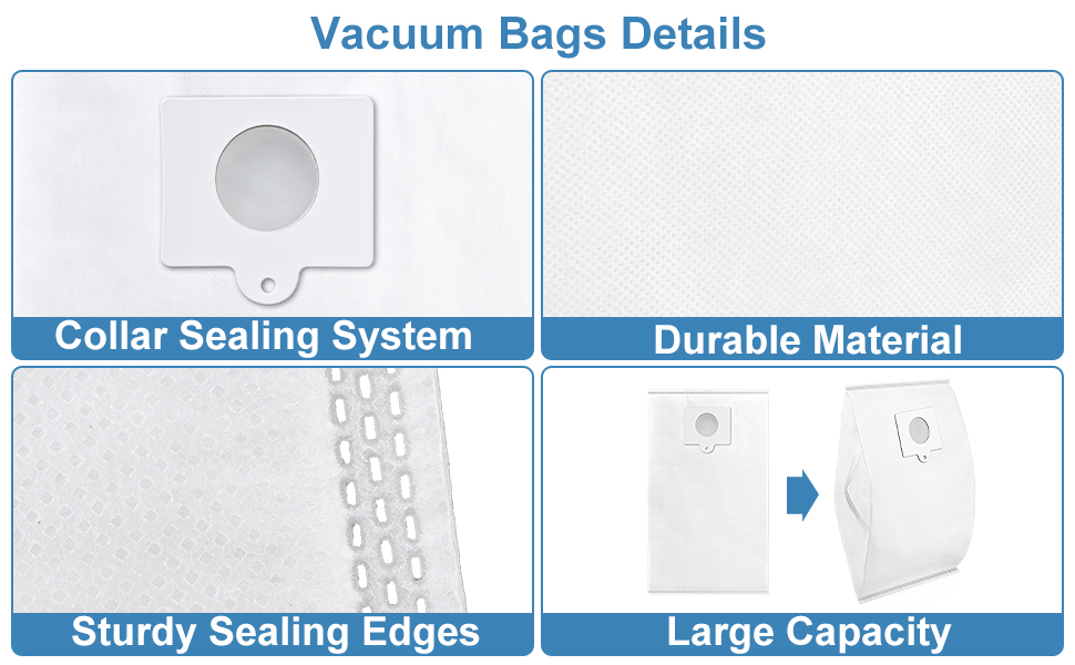 8 Pack Type Q/C 53292 HEPA Canister Vacuum Bags for Kenmore