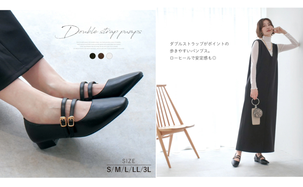 Amazon | [アミアミ] ダブルストラップ パンプス レディース CX3015