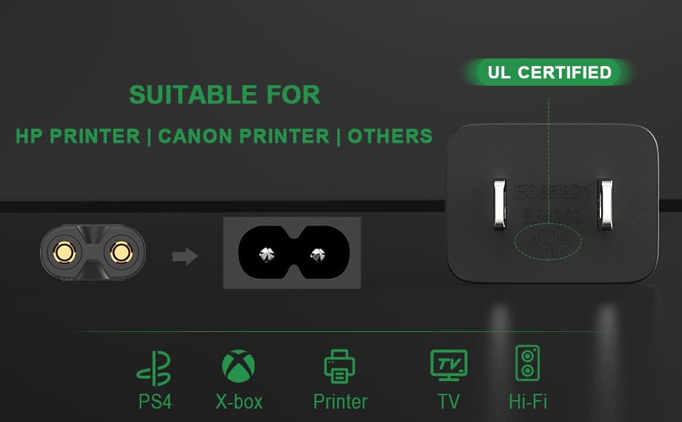 3Ft AC Power Cord for PS5 PS4 PS3 Playstation 4 Slim,Xbox One S/X,TV