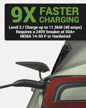 level 2 ev charger with 9 times faster charging up to 11.5kW and 48amps