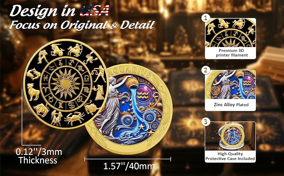 Twelve Constellations Aquarius Protective Talisman Coin