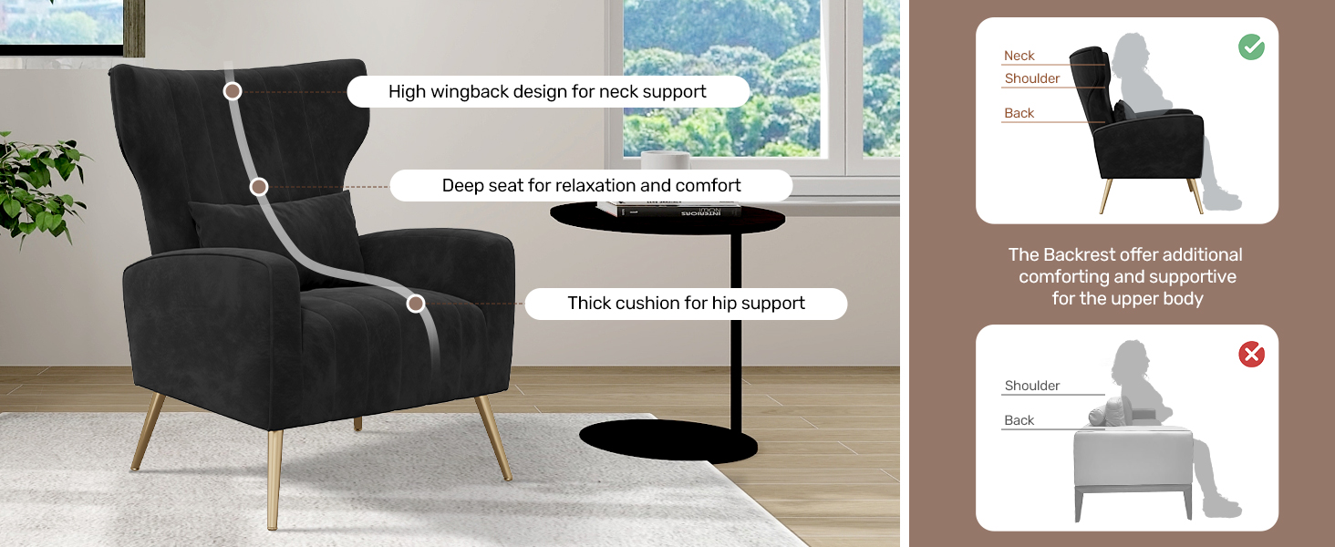 accent chair black velvet