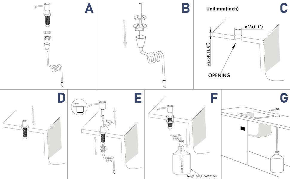 Soap Dispenser for Kitchen Sink with Extension Tube Kit, Dish Lotion
