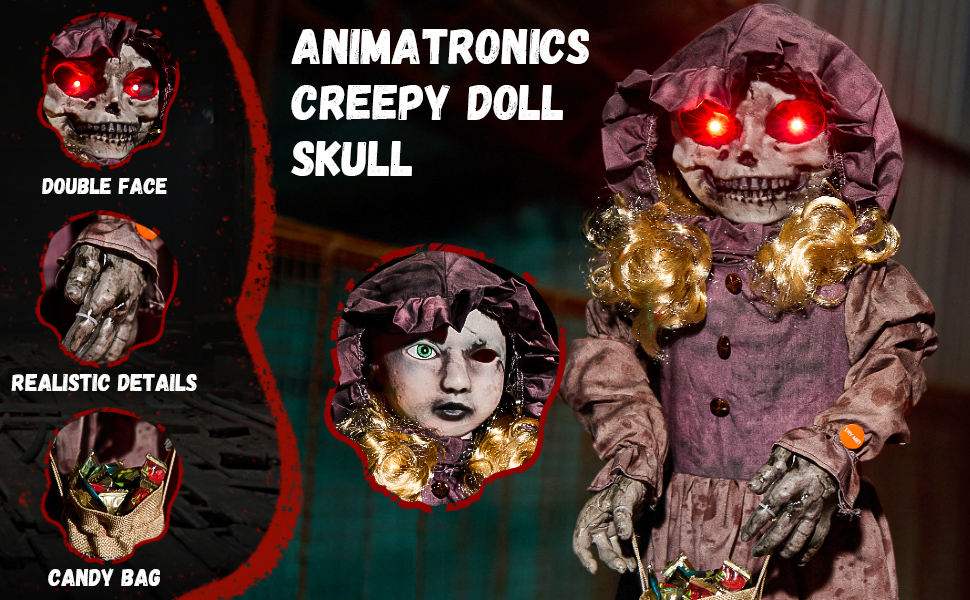 4FT Halloween Decorations Outdoor Animatronics Creepy Doll