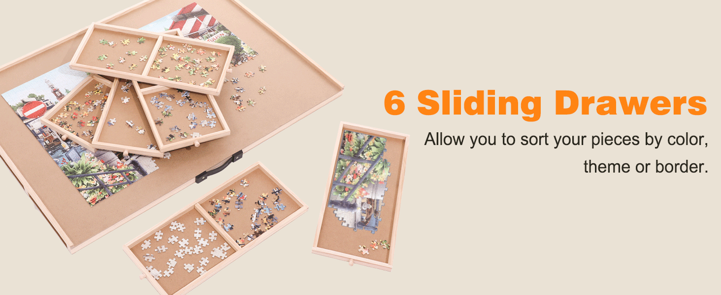 Puzzle Board Table with Drawers Jigsaw Puzzle Boards Portable 1500 Pieces Lazy Susan