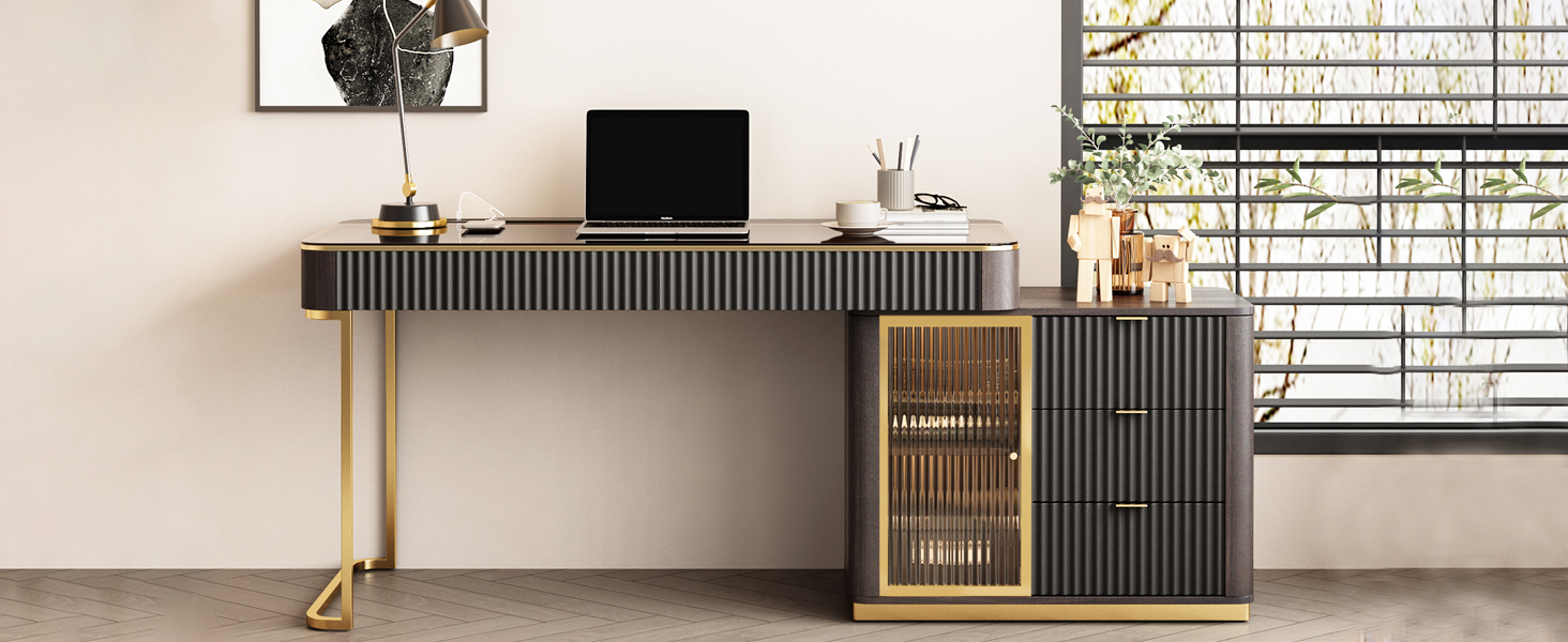 black office desk