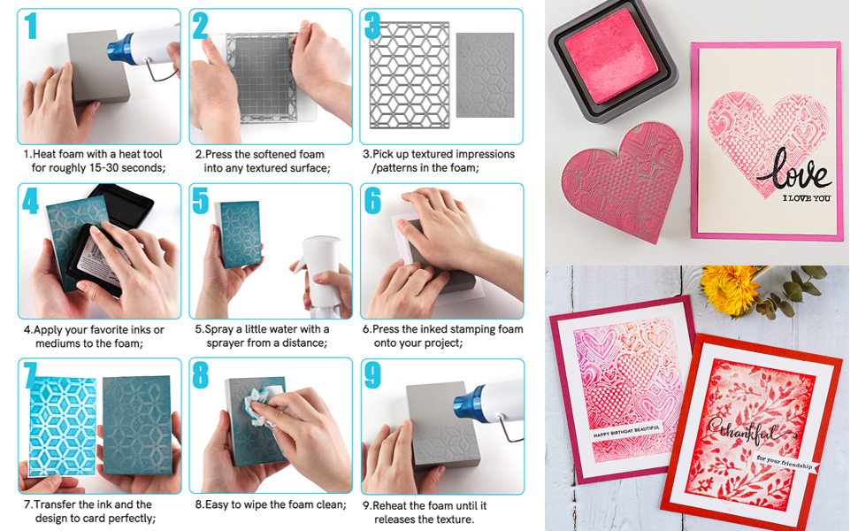 BAOFALI 6 Pcs Stamping Foam Grey Moldable Foam Stamps