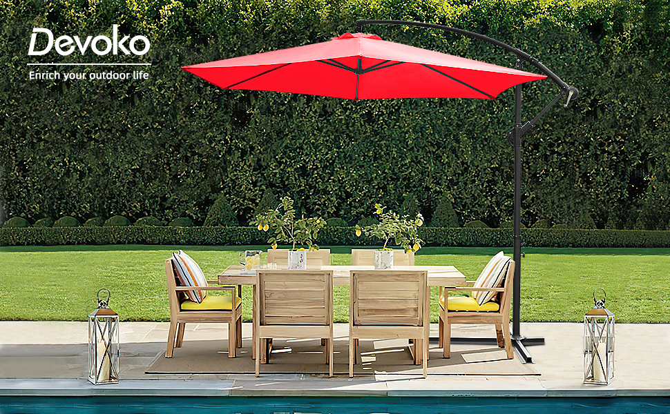 Devoko 10 Ft Patio Offset Cantilever Umbrella Outdoor