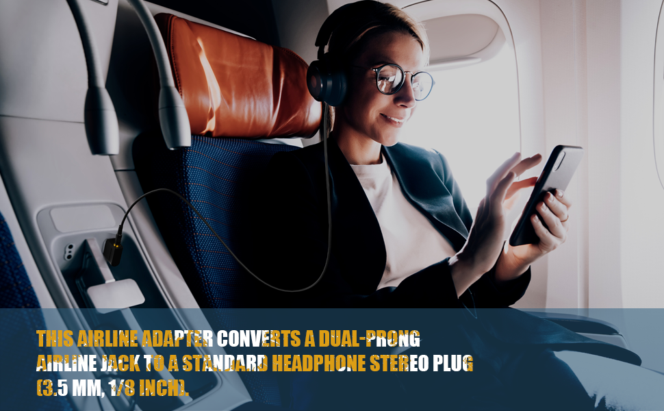 Airplane Headphone Adapter, Gold Plated Dual 3.5mm