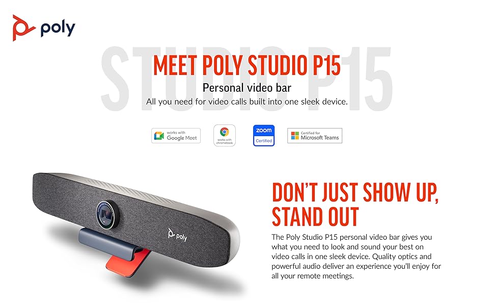 Poly Studio P15 Personal Video Bar (Plantronics) 4K Video