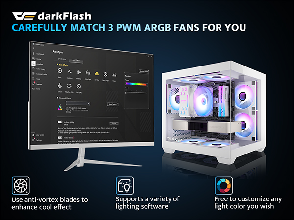 【A4S_白色】【G2S_白色】【SBH】 Amazon.com: darkFlash ITX PC Case, Pre-Install 3 PWM ARGB