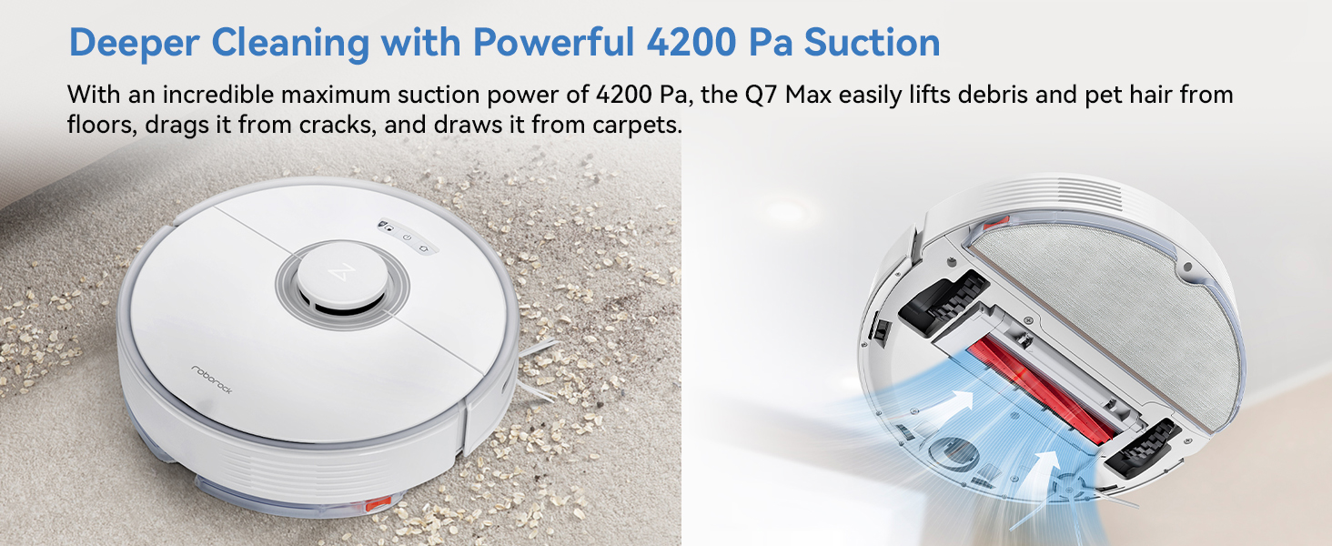 Roborock Q7 Max+ Robot Vacuum Cleaner, HandsFree Cleaning for up to 7