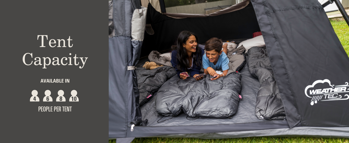 tent capacity size height weight bed family kids trip friends large small medium mom son comfort
