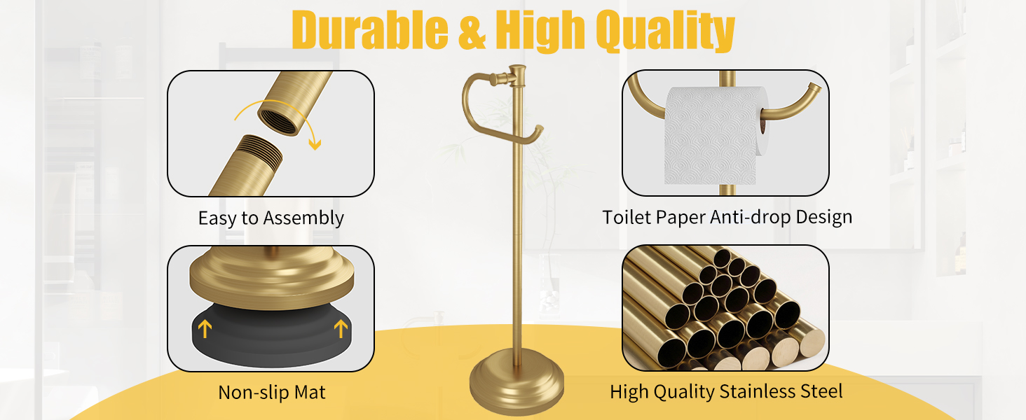 BESy Toilet Paper Holder Free Standing Bathroom Toilet Tissue Holder