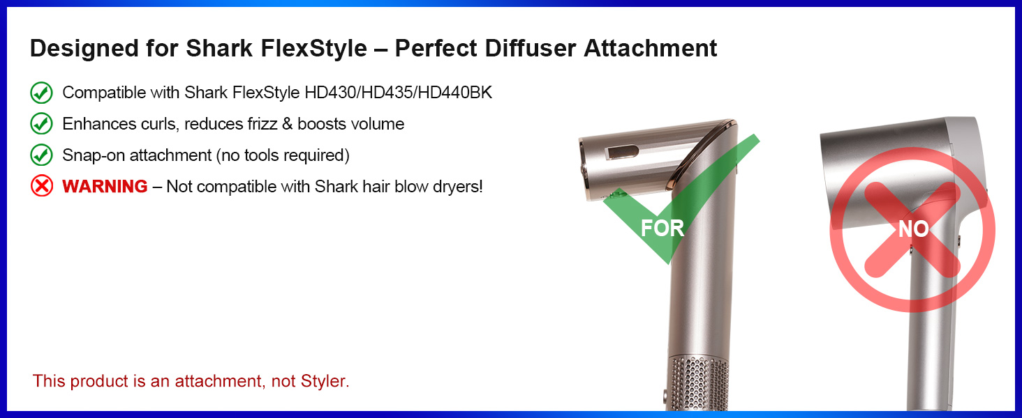 Diffuser Attachment Shark FlexStyle Styling Wavy Curly Coily Curls Accessories Flex Style Styler