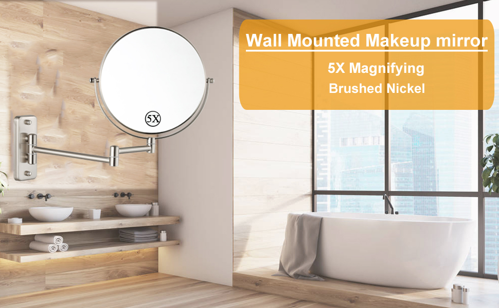 Wall mounted makeup mirror