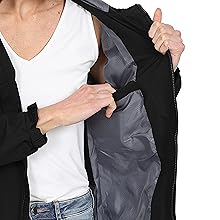 Black Rain Coat inside pocket