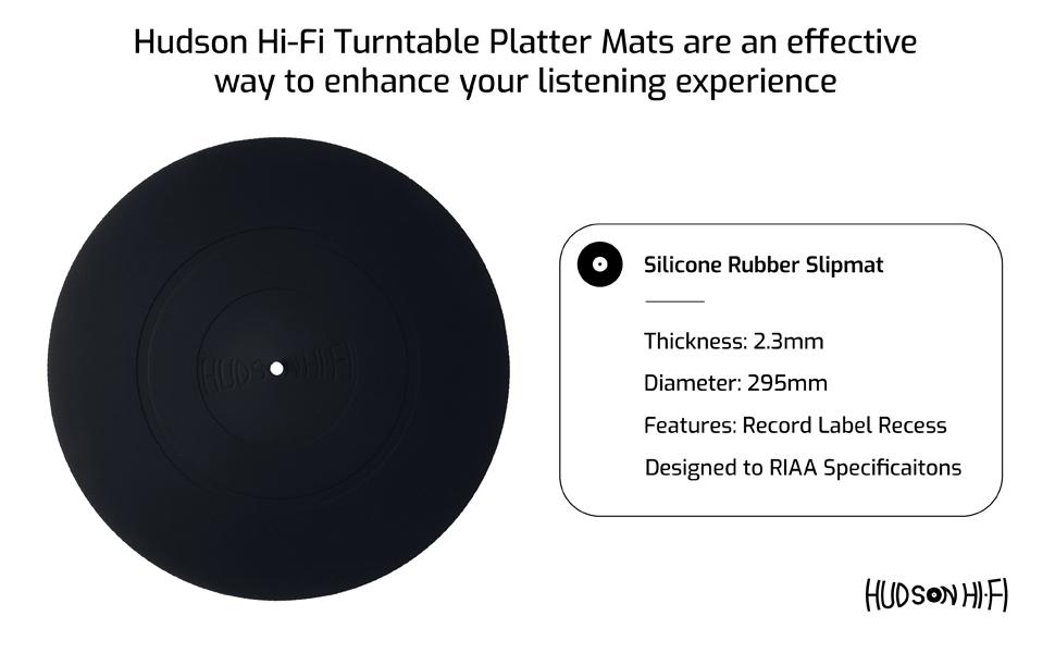 Hudson HiFi Turntable Platter Mat Audiophile Grade Silicone Rubber