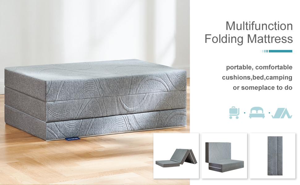 IYEE NATURE Folding Mattress Small Double, Trifold Memory Foam