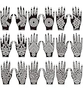 Henna Tattoo Kit, 18 Sheets Self-Adhesive Henna Tattoo Stencils Indian Mehndi Designs for Hands, ...