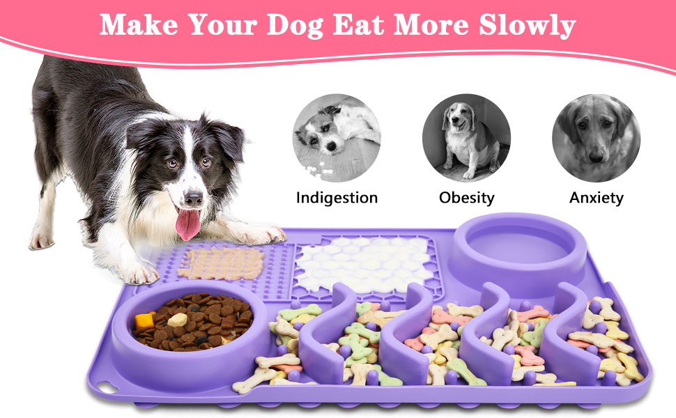 Hiyibo 17''x11'' Lick Mat for Dogs,4 in 1 Dog Slow Feeder