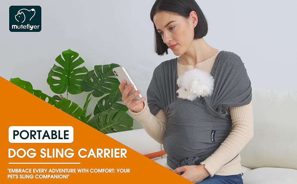 MUTEFLYER Small Dog Front Carrier Easy Wrap Sling Hands Free Size Adjustable