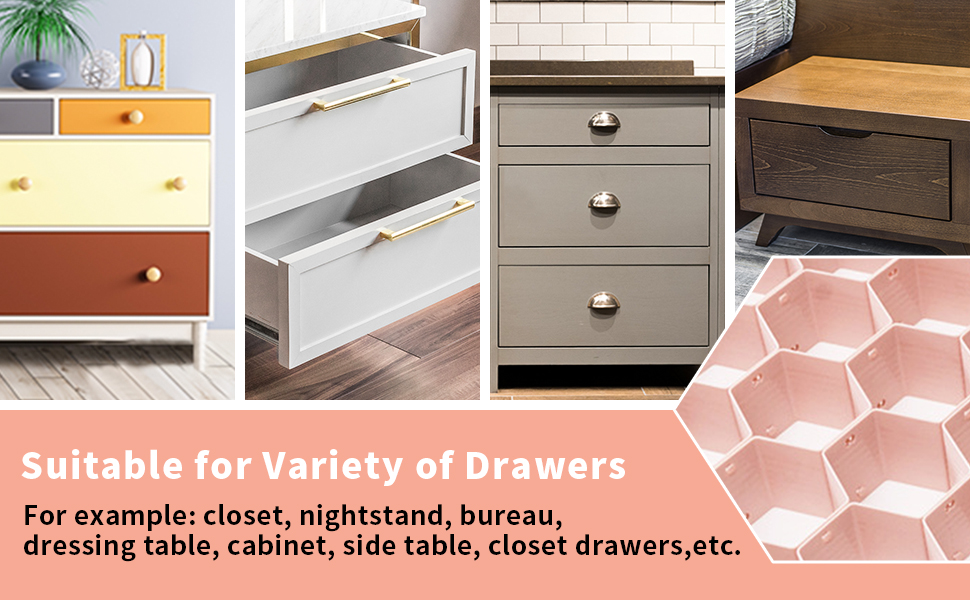 Gtouse 2 Sets Drawer Organizer, Adjustable Drawer Divider for