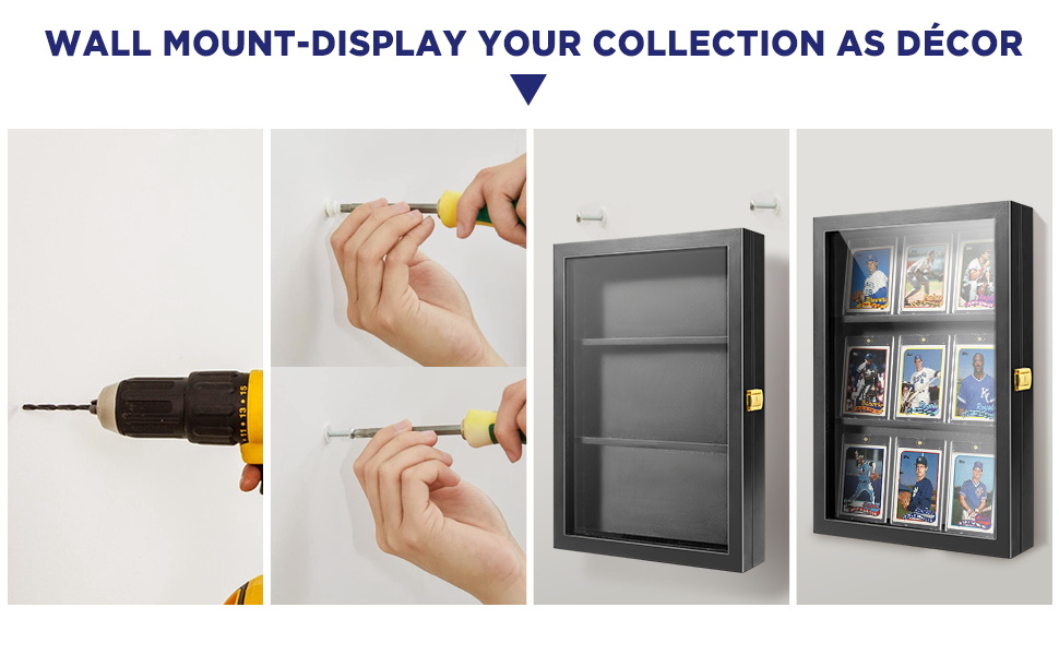 Sports Cards Display Frame for 9 Cards, Wall Mount Baseball