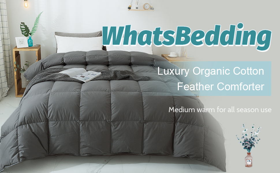 WhatsBedding All Season Goose Feathers and Down Comforter