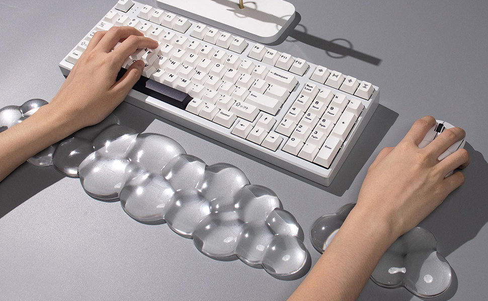 Clear Gel Wrist Rest for Keyboard, White Cloud Keyboard
