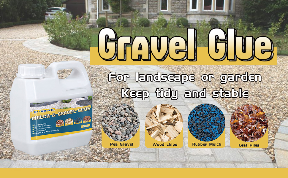 Mulch Glue 64 oz, Concentrate Gravel Glue, Transparent