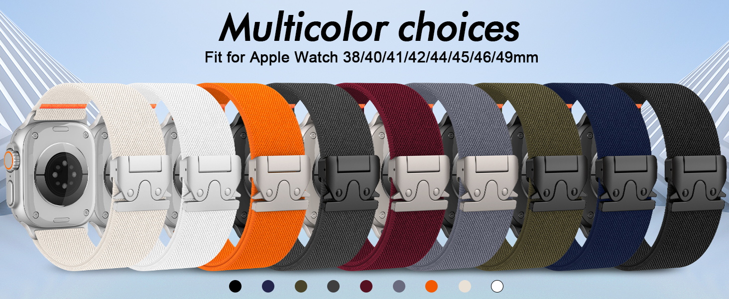 Elastic Sport Band for Apple Watch Ultra 3/2/1 Bands 49mm 46mm 45mm 44mm 42mm 41mm 40mm 38mm Men Women, Adjustable Parachute Buckle Nylon Fabric Wristband for iWatch Series 11 10 SE 9 8 7 6 5 4 3 6 apple watch ultra band