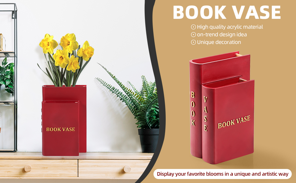 Home Decor Book Shaped Decorative Vase,Resin Vases for Home