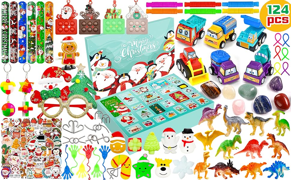 124 PCS Christmas Advent Calendar 2023 Fidget Advent Calendar 2023 for Kids Boys