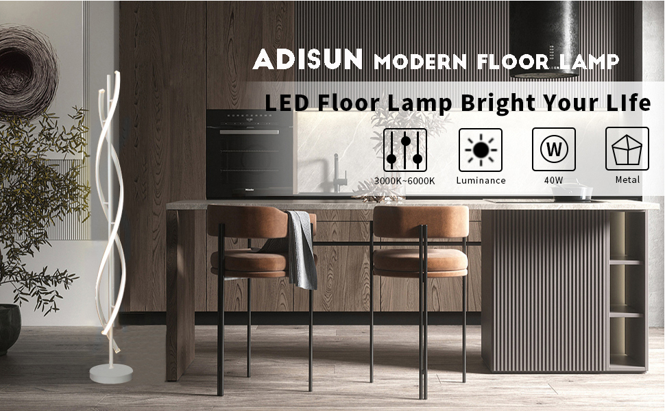 Modern White Spiral Floor Lamp