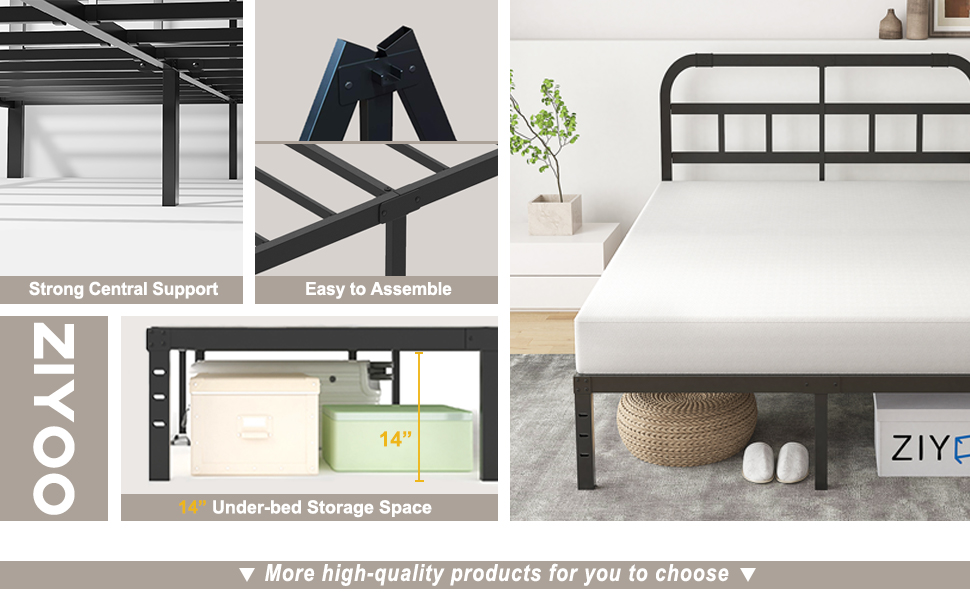 ZIYOO Twin XL Bed Frame with Headboard, 3000LBS Heavy Duty Platform